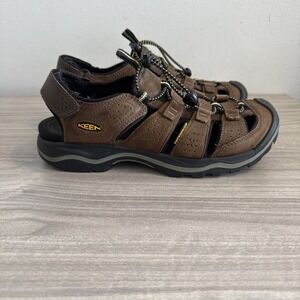 KEEN Rialto Waterproof Leather Sandals Mens Sz 9 Brown Fisherman Hiking USA Made
